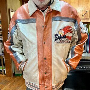 Schott NYC bomber leather jacket vintage baseball XL EUC